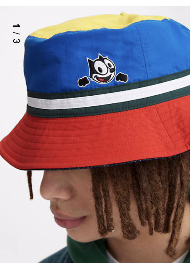 Levi's Felix The Cat Bucket Hat Denim Cap Reversible Cotton Size M