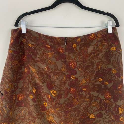Peruvian Connection Floral Silk Skirt Brown Size 10 Bohemian - 第 5/10 張圖片