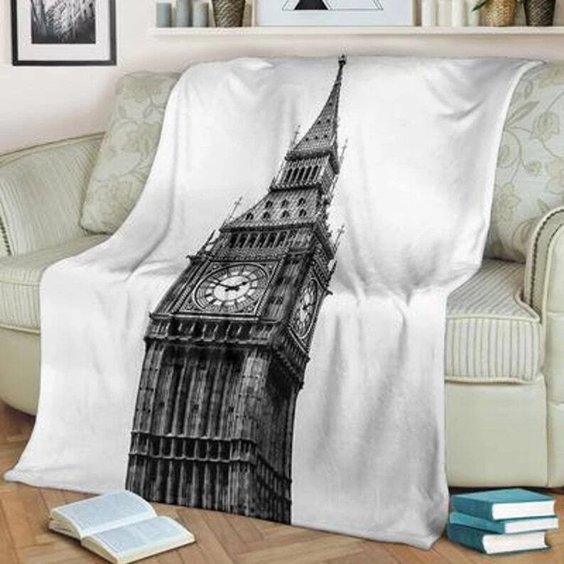 Acogedor sofá sofá cama de felpa Big Ben London manta polar regalo para adultos niños Foto 3 de 4