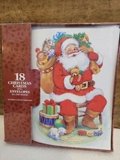 Vtg Paper Magic Christmas Holiday Santa Cards/Envelopes U.S.A. 18 Ct. Sealed Box