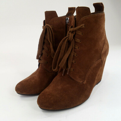Dolce Vita Womens Grady Lace Up Wedge Boot Booties Suede Dark