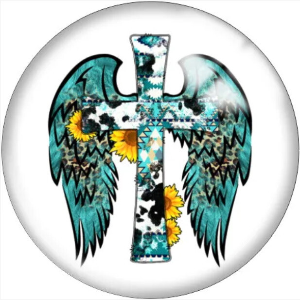 Teal Angel Wing Cross Country Cowhide 20mm Snap Charm for Ginger Snaps-image