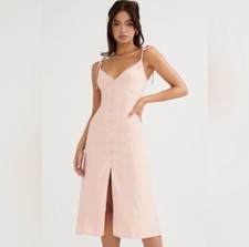 NWT HOUSE OF CB 'Cornelia' Blush Pink Midi Sun Dress/Size S-US 4-6/PR5026 $209