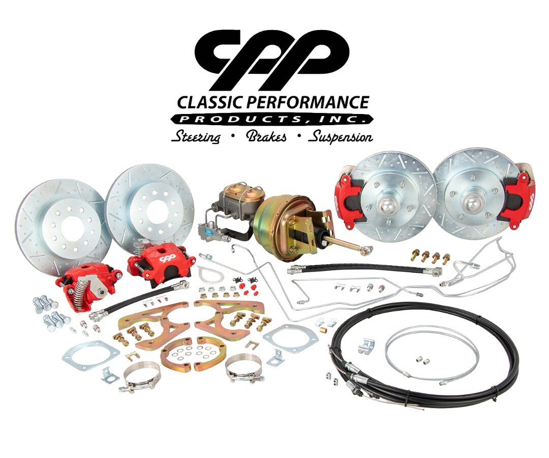 55-57 Chevy Belair Front Rear Disc Brake Conversion Drop Spindles Red Dimpled