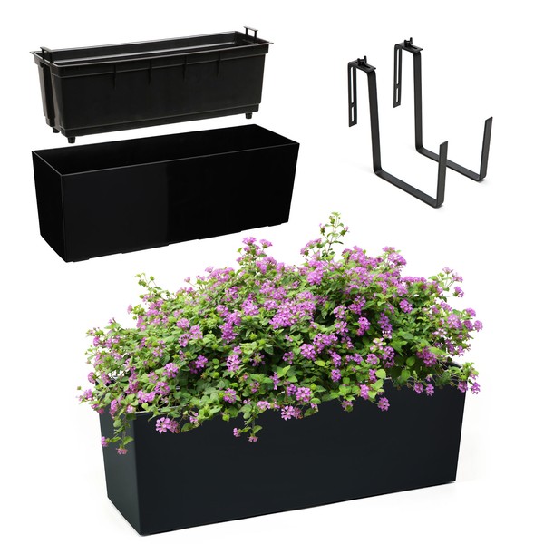 Kadax Blumenkasten Aus Kunststoff, 18,5X56 Cm, Schwarz-image