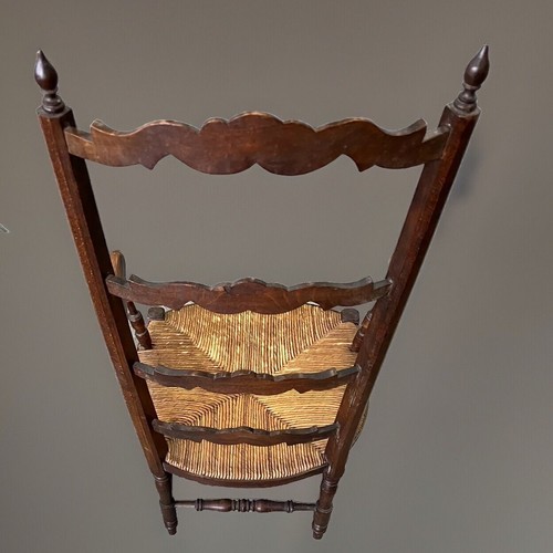 Charming Antique French Arm Chair With Rush Seat, 19th Century - Picture 5 of 8