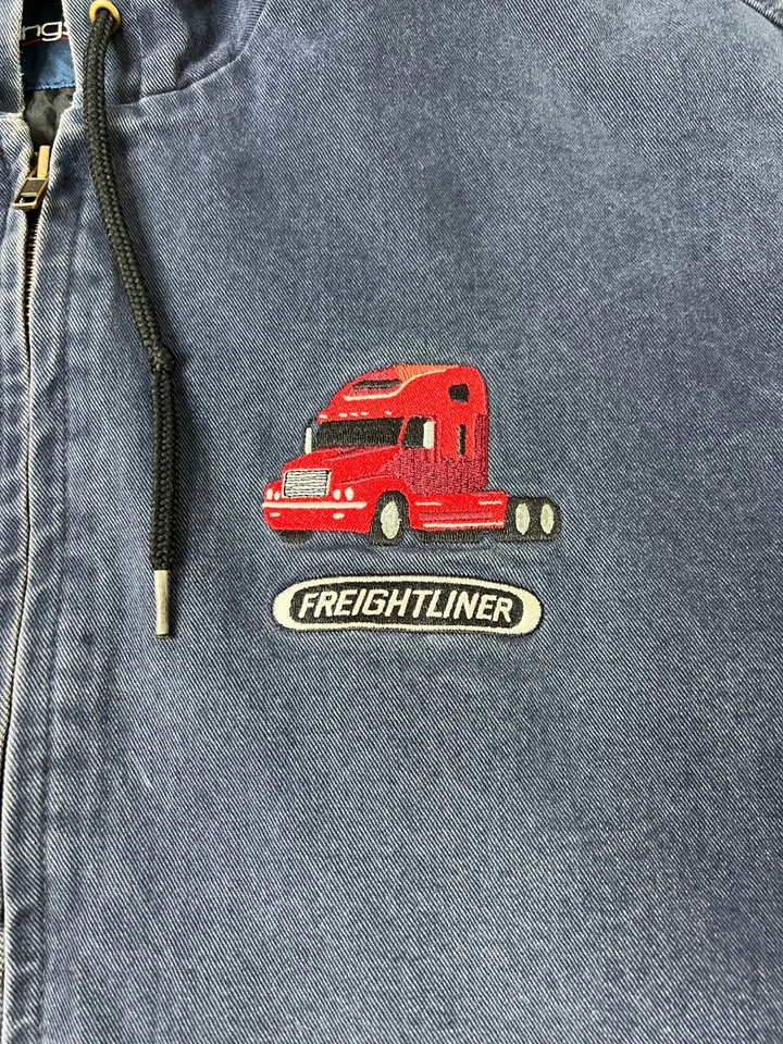 Swingster Vintage Freightliner Jacket Blue Denim Hooded USA Workwear Men's XL - Image 2 of 4