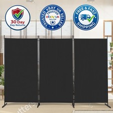6FT Folding Room Divider Black Privacy Screen 3 Panel Steel Frame