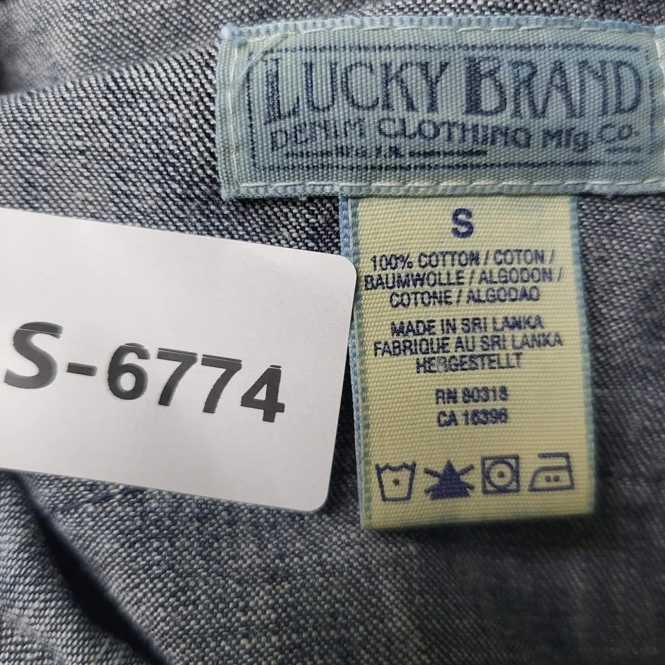 Lucky Brand Women Dress Shirt S Blue Western Collared Pearl Snap - Image 3 of 4