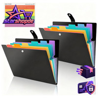FäChermappe A4 7 Taschen Druckknopf Etiketten FüR BüRo Schule 2 StüCk