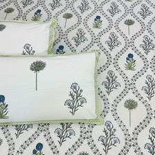 Jaipuri Hand Block Printed Floral Pure Cotton Bedsheet with Pillow Covers, Super