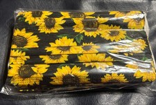 Disposable Adult Face Masks New Pkg of 25 Sunflower Design On Black Background