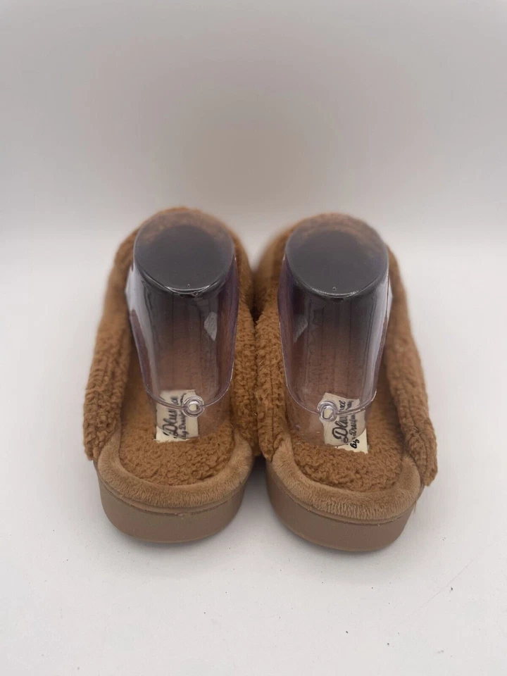 Zapatillas cómodas Dearfoams sin cordones para mujer talla 9-10 marrón imitación piel punta redonda Foto 3 de 4