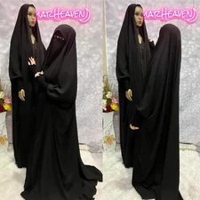 black irani chador open overhead khimar zipper scrunchy cuffs Abaya Islamic Veil