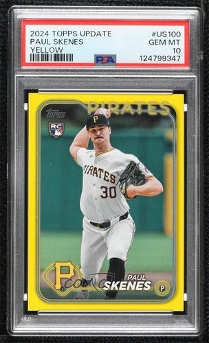 2024 Topps Update Yellow Paul Skenes #US100 PSA 10 GEM MT 0s2