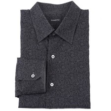 Ermenegildo Zegna Black and Gray Floral Patterned Cotton Dress Shirt XL