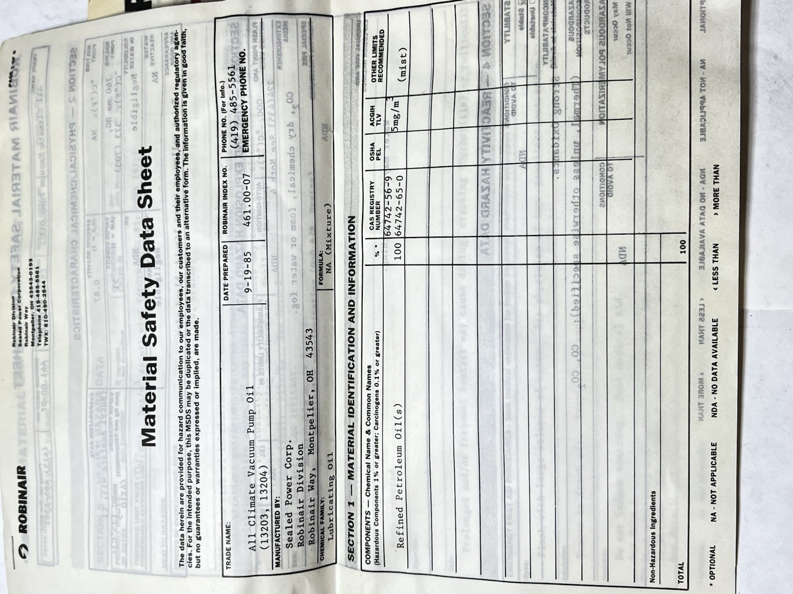 Robinair High Vacuum Pump Model 15102-B 3CFM used