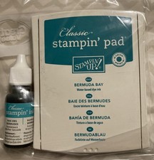 Stampin Up Bermuda Bay Blue Green Ink Pad  Ink Refill Retired Linen Flip
