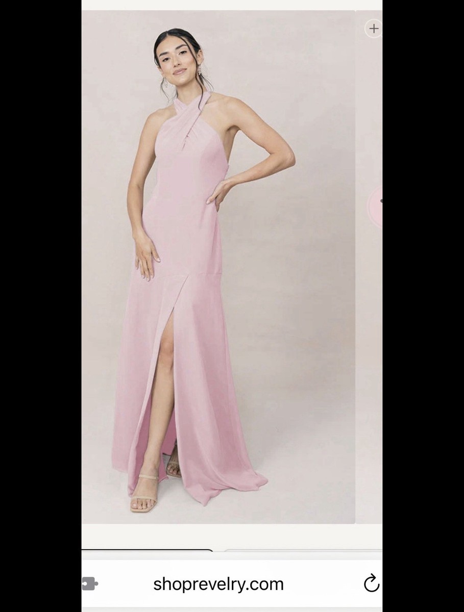 open lace back dress Simple Mermaid Off The Shoulder Light Pink Long Bridesmaid Dresses Pink / Custom Size main image 1