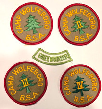 BOY SCOUT  4  CAMP WOLFEBORO  PATCHES AND 1 GREENWATER SEGMENT