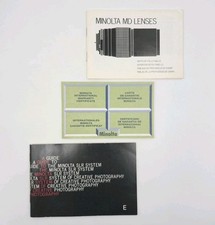 Vtg Lot of Minolta Camera Lens Manual, Guide To SLR  Warranty Certificate