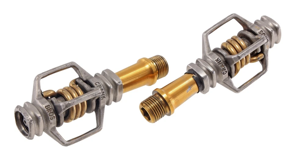 Pedales de bicicleta de montaña crankbrothers Eggbeater 4Ti sin clip DORADO grava MTB 2 pernos Foto 2 de 4
