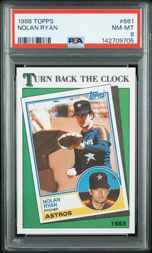 1988 Topps #661 Nolan Ryan 1983 TURN BACK THE CLOCK PSA 8 NM-MT; Houston Astros