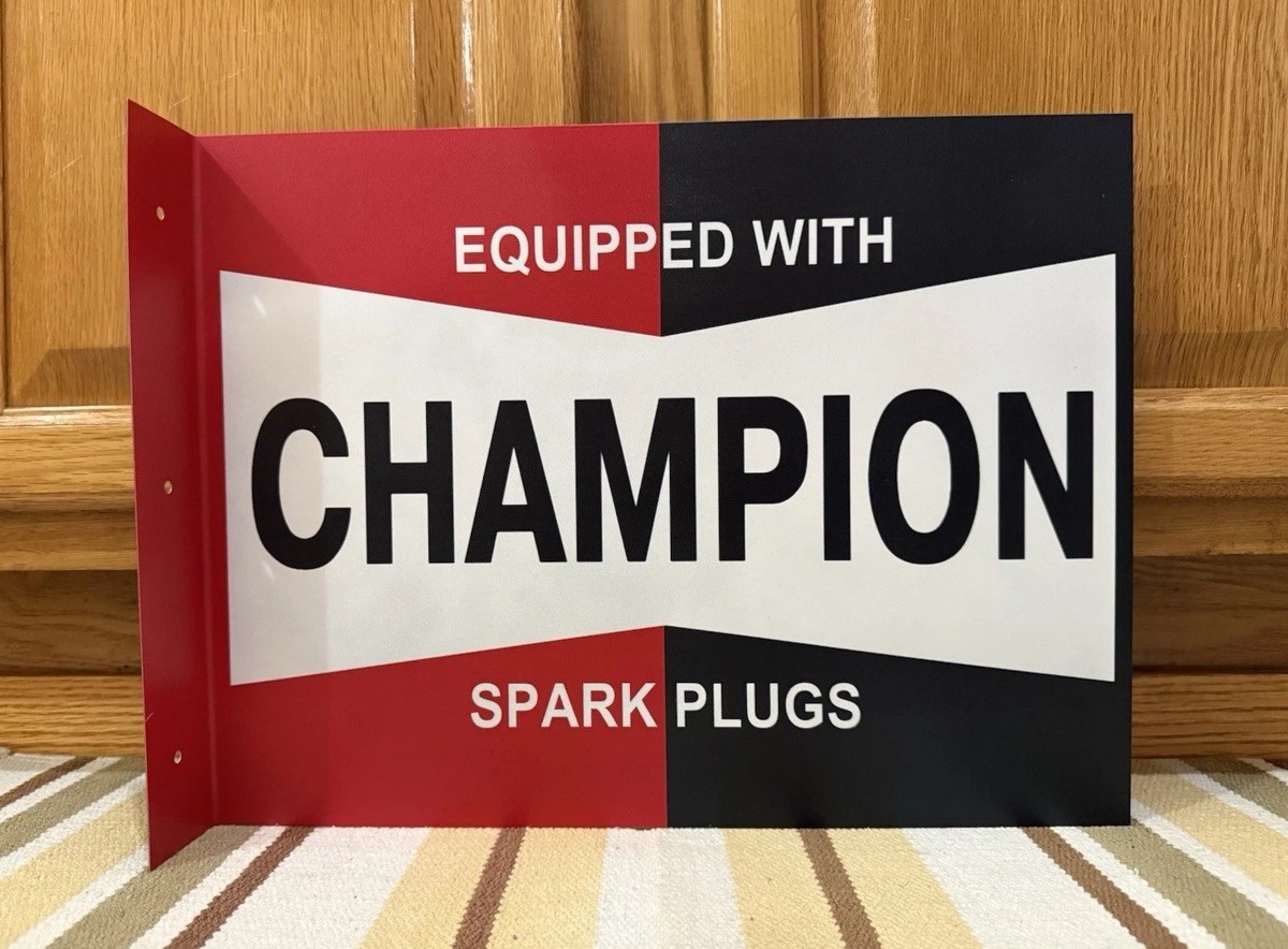 Champion Spark Plug Flange Sign Gas Oil Garage Tools Vintage