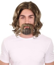 Dark Brown The Dude Big Lebowski Men's  Wig & Beard Costume Kit