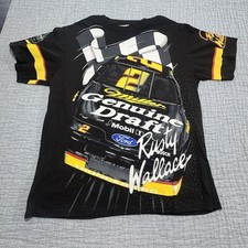 Vintage XL NASCAR Shirt Rusty Wallace Single Stitch Racing Miller Genuine Draft