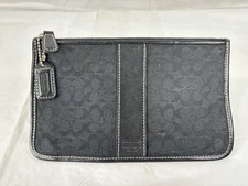 Coach Slim Envelope Pouch Wallet Leatherware Signature Black Jacquard
