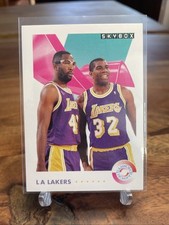 1992 Skybox Card Magic Johnson #471 LA Lakers James Worthy Teamwork