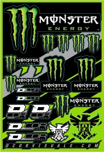 D'COR Decal Sticker Sheet 4mm Monster Energy Moto Dirtbike ATV UTV 40-90-102