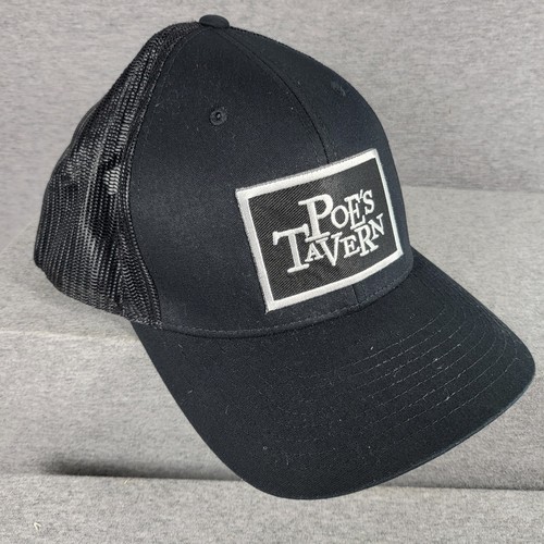 Cappello camionista vintage Poes Tavern SC nero snapback ricamato sul retro in rete - Foto 1 di 7