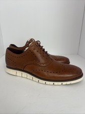 New: COLE HAAN Zerogrand Wingtip Oxford Shoes British Tan - Mens Size 11M