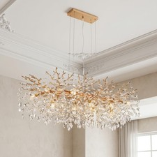 49'' Modern Crystal Chandelier Luxury Gold Tree Pendant 14 Light Kitchen Fixture