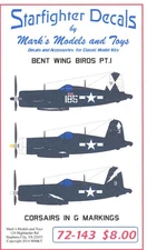 Starfighter Decals 1/72 BENT WING BIRDS VOUGHT F4U CORSAIR IN "G" MARKINGS
