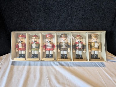 Vintage Pier 1 Christmas Nutcracker Card Holders With Box Decoration Table 6pc