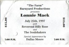 Vintage Rare Lonnie Mack Ticket - The Farm 1997 w/ Dallas Moore ++ Cincinnati
