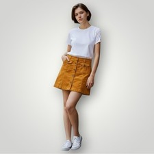 Vineyard Vines Girls 12 Corduroy Skirt Mustard Yellow Button Front Pockets Prepp