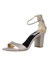 BADGLEY MISCHKA Womens Champagne Beige Crystal Back Zabella Block Heel Sandals 8
