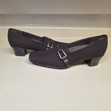 Munro Brown Block Heel Pumps with Buckle