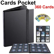 360/540X Card Pocket Binder with Strap 9 Pocket Trading Cards Album Folder Black