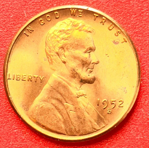 1952-S Lincoln Wheat Cent Penny GEM RED BU From an Original Bank Roll