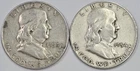 2 - 1954 D 90% Silver Franklin Half Dollars