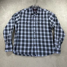 UNTUCKit Shirt Mens Medium Blue Plaid Flannel Long Sleeve Lightweight Cabincore