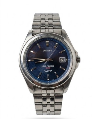 Orient Light-Powered 4000 Men's Watch Blue Dial Stainless Steel New Battery.
