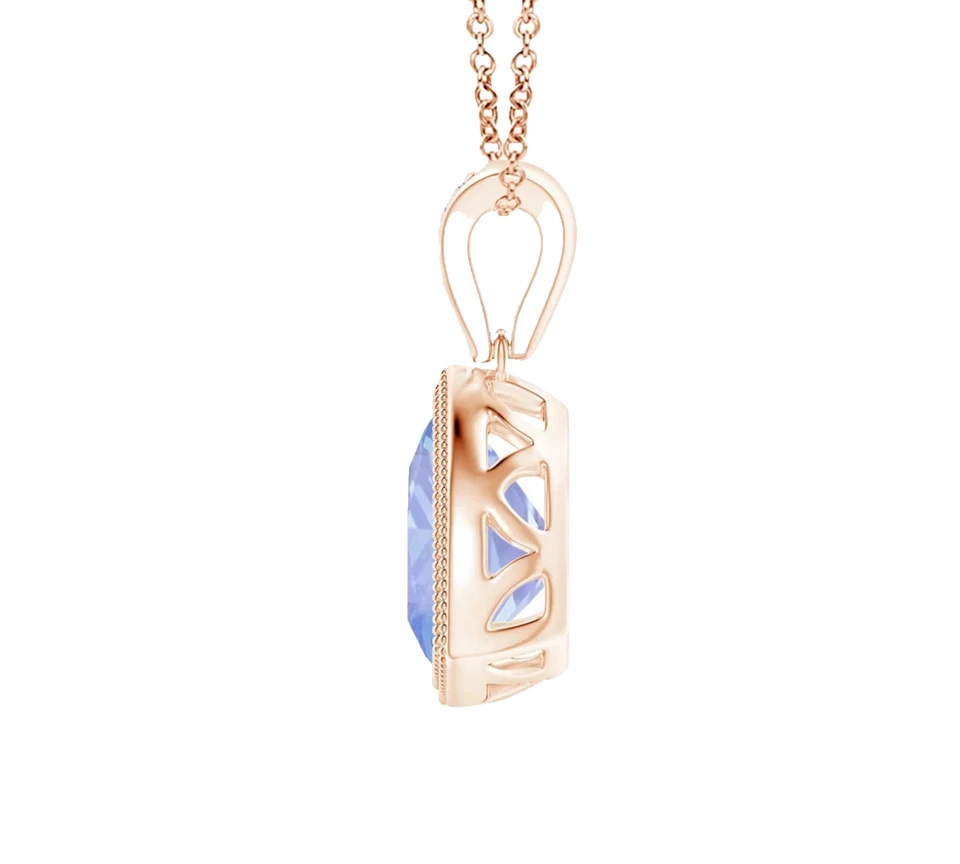 14k Solid Gold Tanzanite and Diamonds Pendant Trillion Cut 0.81 Ctw Wedding Gift - Image 3 of 4