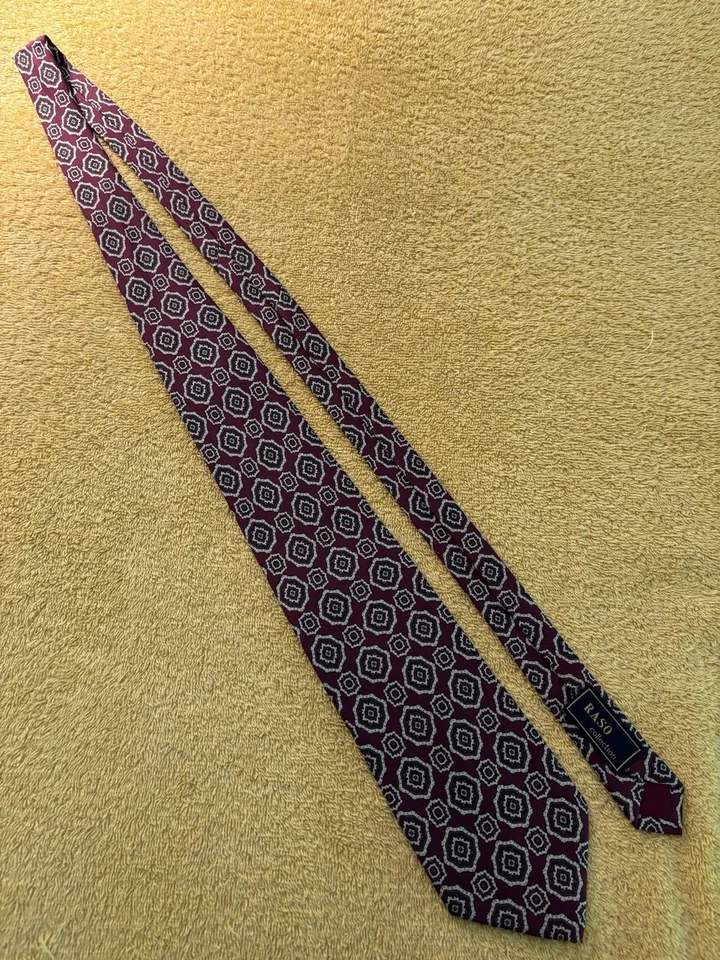 Новый без ценников галстук с принтом Altea Milano бордовый шелк фуляр 3,75x56 сделано в Италии - Изображение 4 из 4