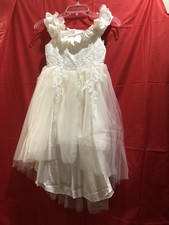 NWT TRISH SCULLY CHILD IVORY TULLE HI-LOW LAYERED DRESS W/LACE ACCENTS 6
